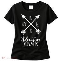 Adventure Awaits Boho Hiking Travel Arrows Compass Women's T-Shirt thumb 0