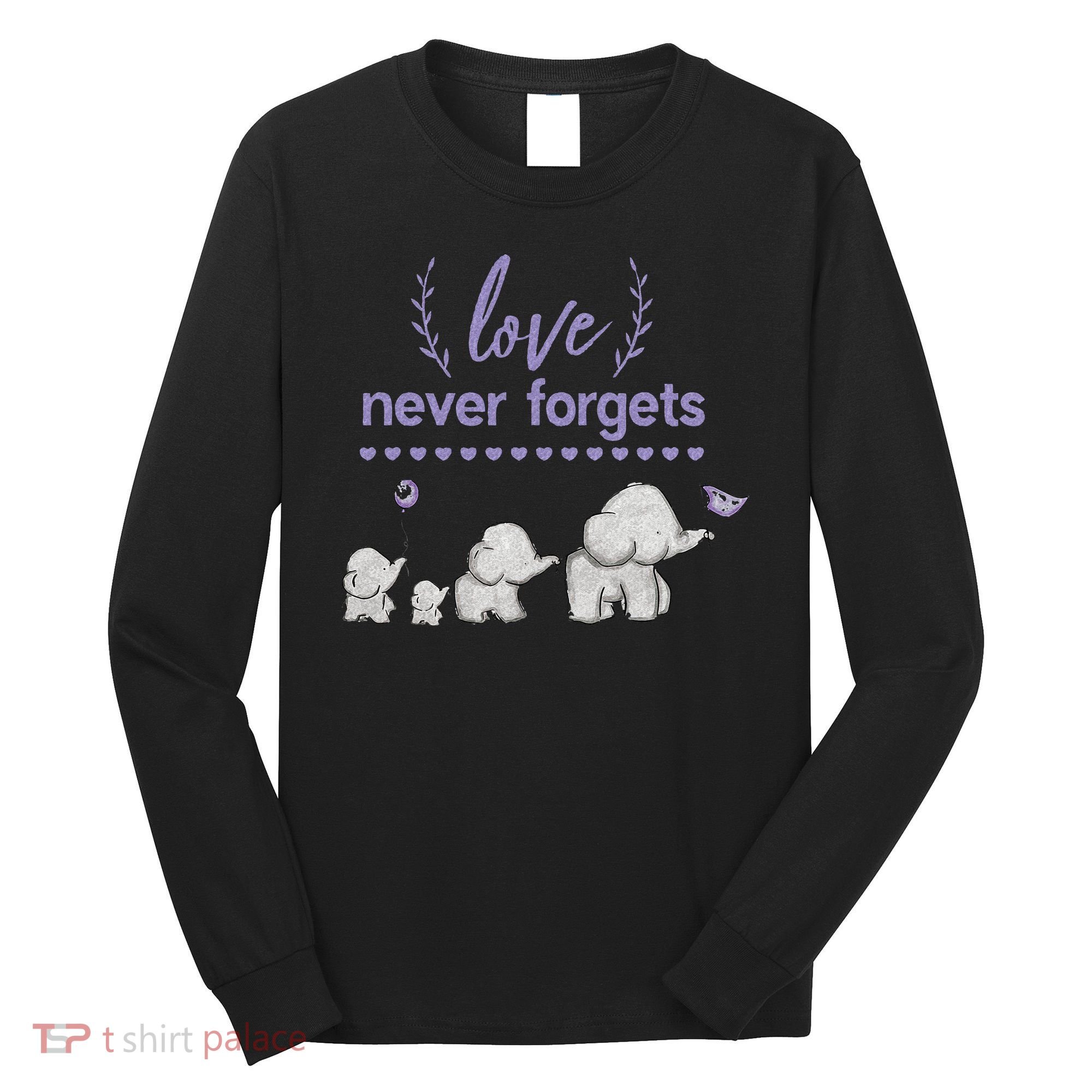 Alzheimers And Brain Awareness Love Never Forgets Purple Long Sleeve Shirt
