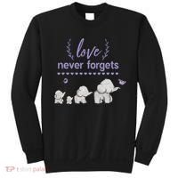 Alzheimers And Brain Awareness Love Never Forgets Purple Sweatshirt thumb 0