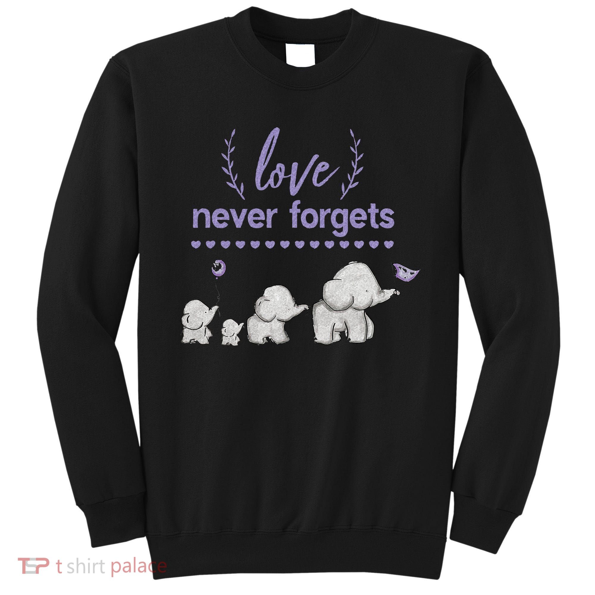 Alzheimers And Brain Awareness Love Never Forgets Purple Sweatshirt
