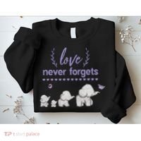 Alzheimers And Brain Awareness Love Never Forgets Purple Sweatshirt thumb 2