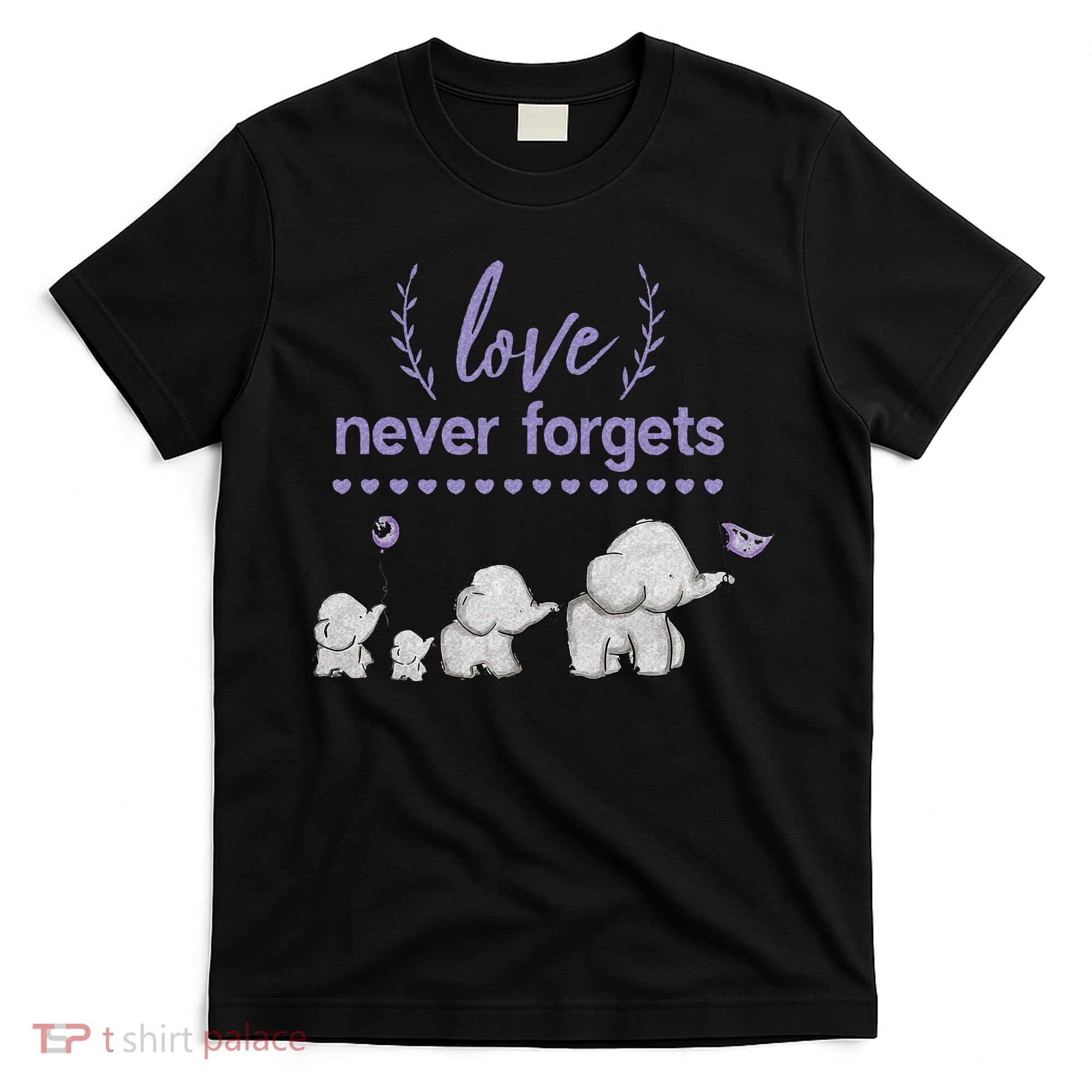 Alzheimers And Brain Awareness Love Never Forgets Purple T-Shirt