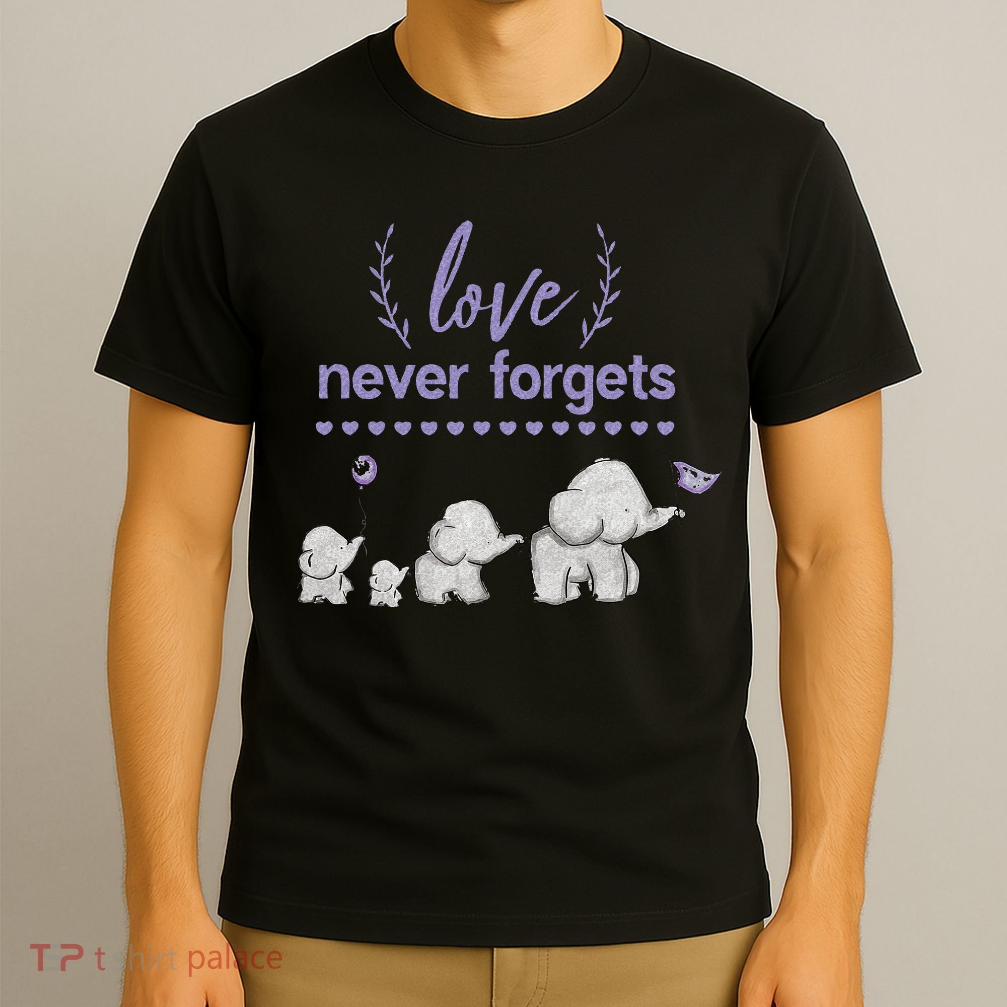 Alzheimers And Brain Awareness Love Never Forgets Purple T-Shirt