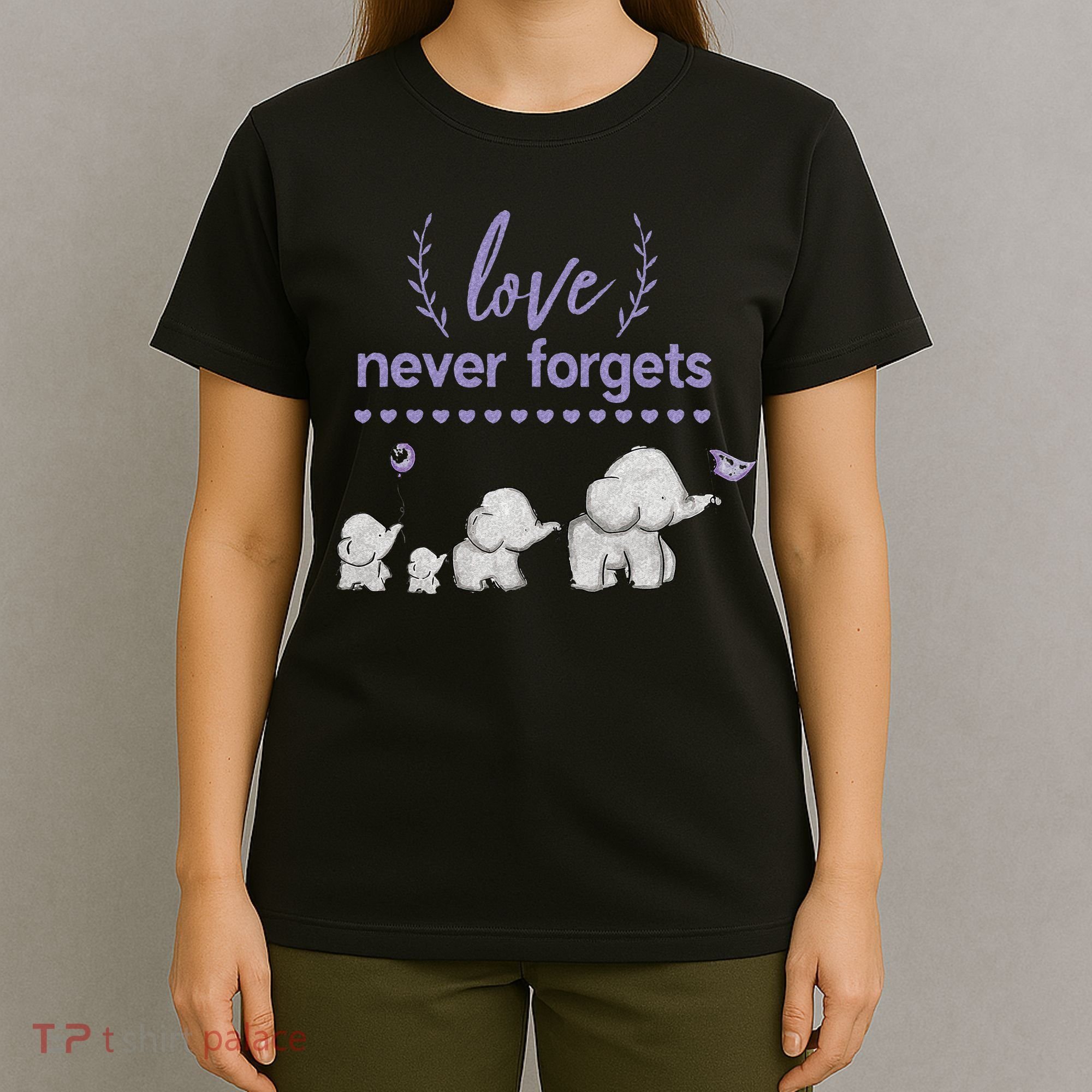Alzheimers And Brain Awareness Love Never Forgets Purple T-Shirt