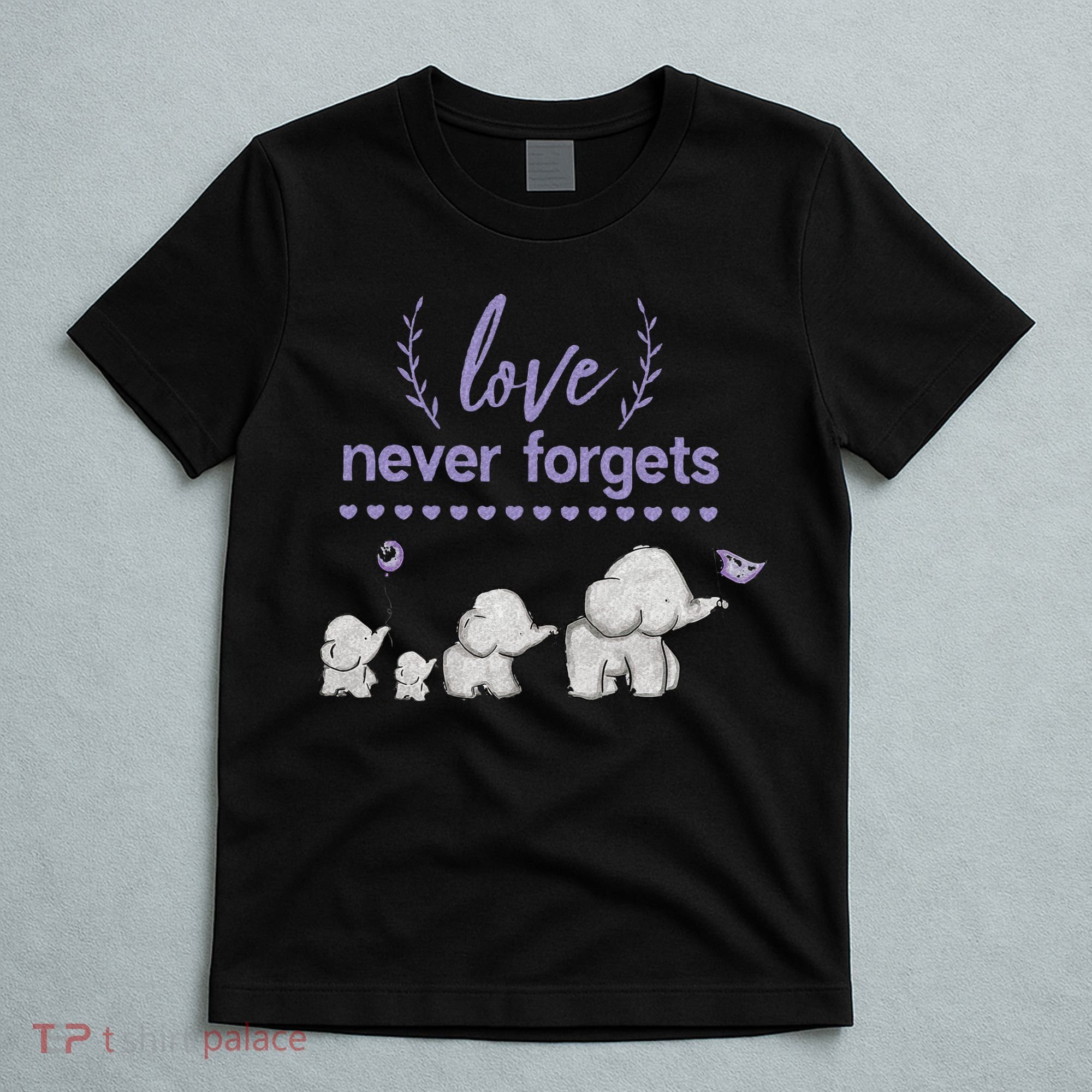 Alzheimers And Brain Awareness Love Never Forgets Purple T-Shirt