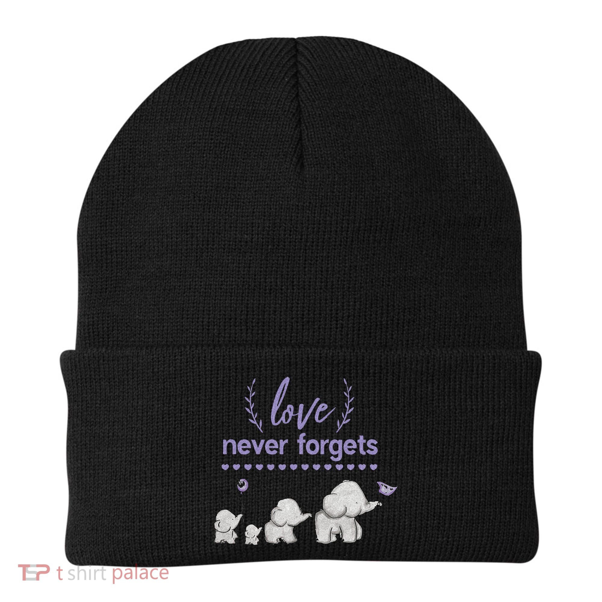 Alzheimers And Brain Awareness Love Never Forgets Purple Beanie