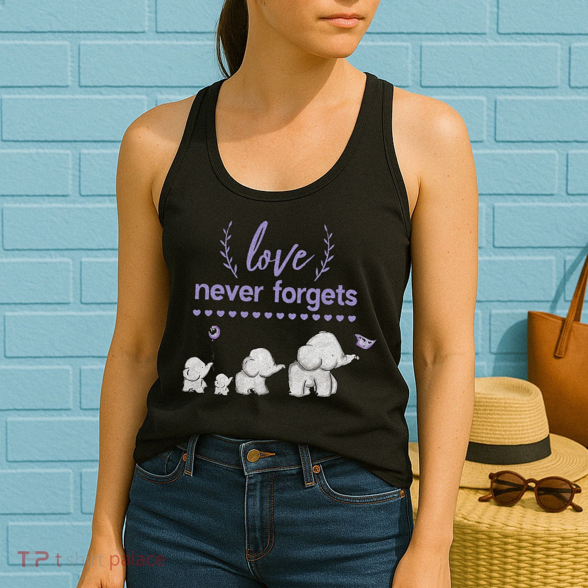 Alzheimers And Brain Awareness Love Never Forgets Purple Women's Tank Top