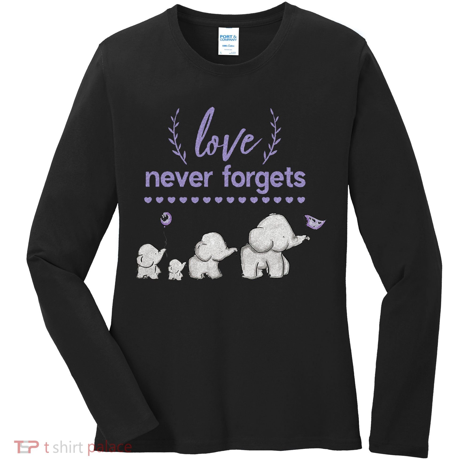 Alzheimers And Brain Awareness Love Never Forgets Purple Women's Long Sleeve Shirt