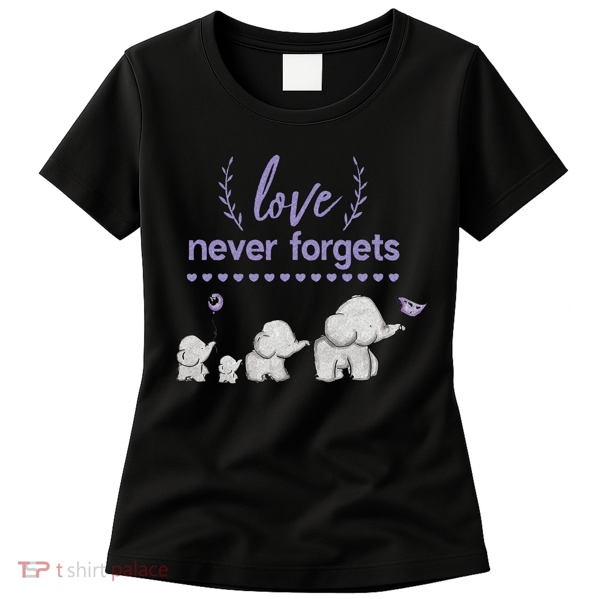 Alzheimers And Brain Awareness Love Never Forgets Purple Women's T-Shirt