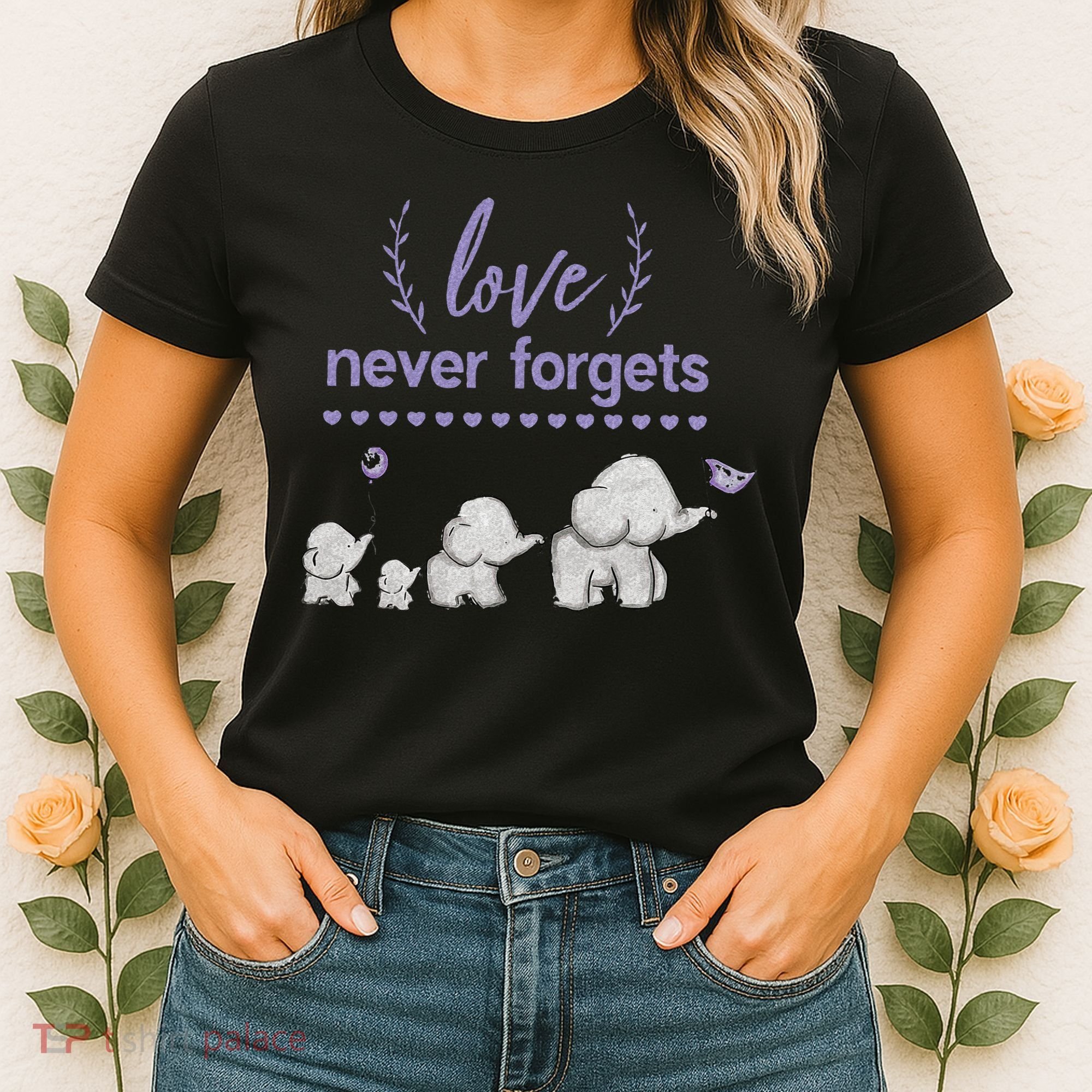 Alzheimers And Brain Awareness Love Never Forgets Purple Women's T-Shirt