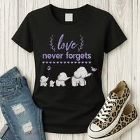 Alzheimers And Brain Awareness Love Never Forgets Purple Women's T-Shirt thumb 3