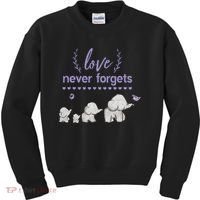 Alzheimers And Brain Awareness Love Never Forgets Purple Kids Sweatshirt thumb 0