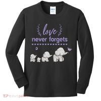 Alzheimers And Brain Awareness Love Never Forgets Purple Kids Long Sleeve Shirt thumb 0
