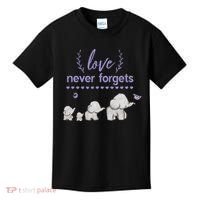 Alzheimers And Brain Awareness Love Never Forgets Purple Kids T-Shirt thumb 0