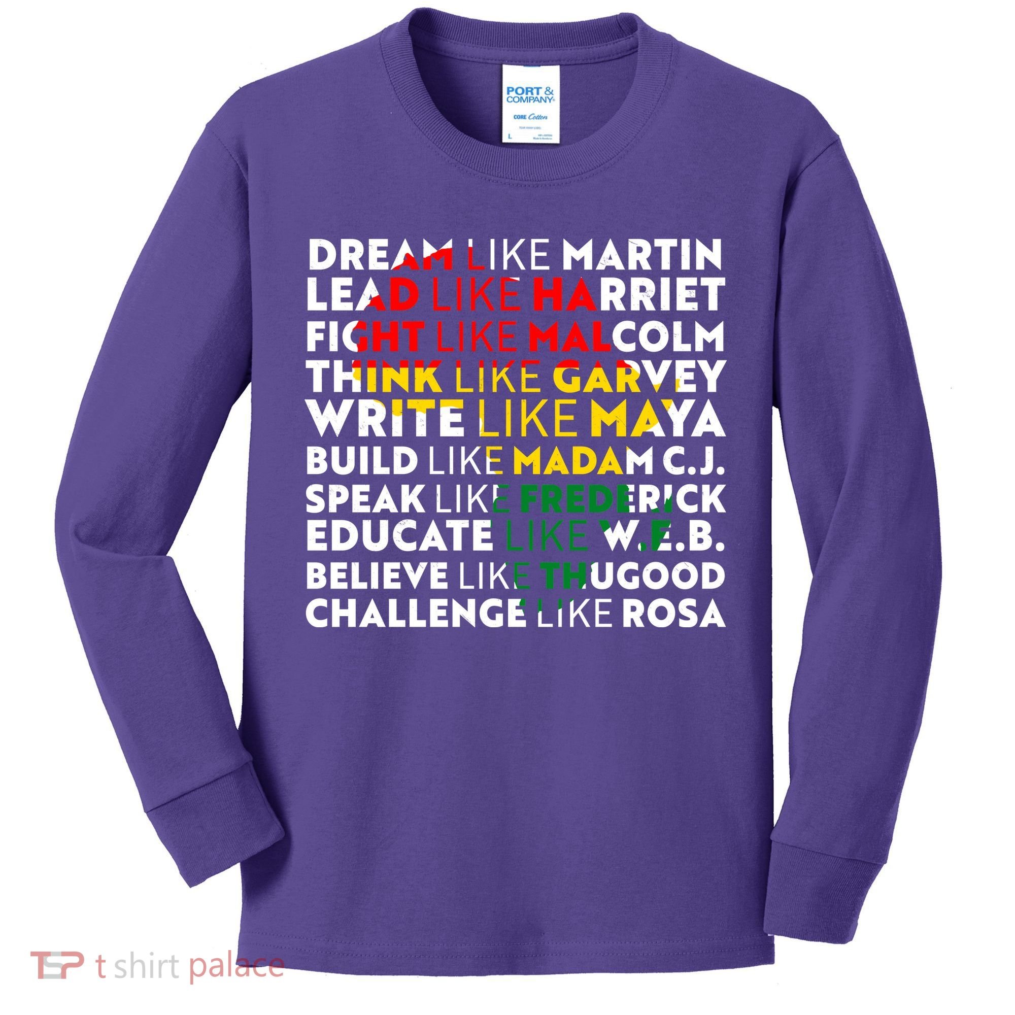 African American Black History Historical Figures Kids Long Sleeve Shirt