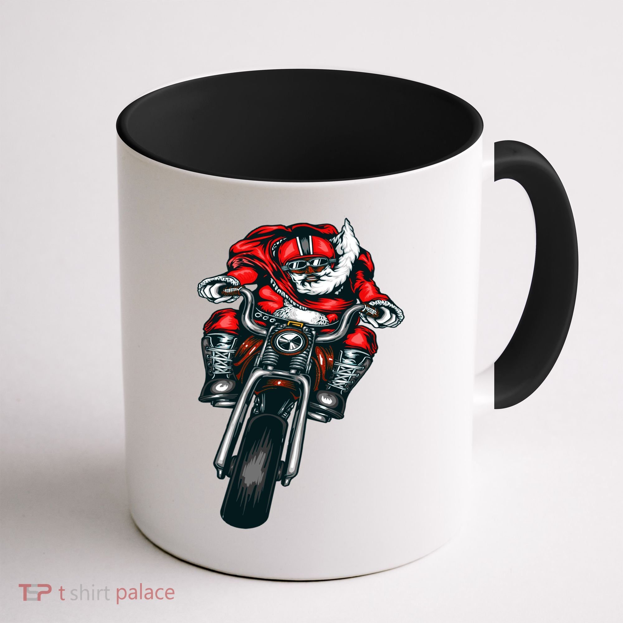 African American Black Biker Santa Claus Christmas Gift Coffee Mug