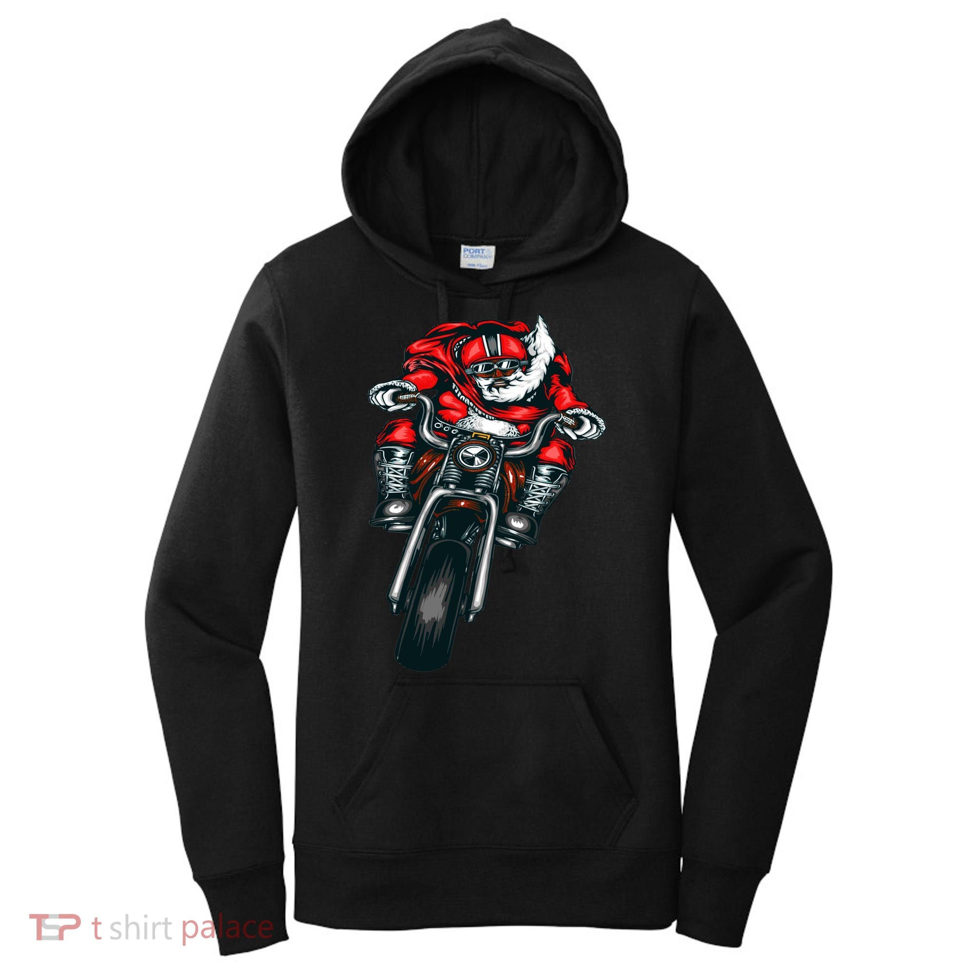 African American Black Biker Santa Claus Christmas Gift Women's Hoodie