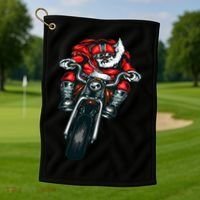 African American Black Biker Santa Claus Christmas Gift Golf Towel thumb 1