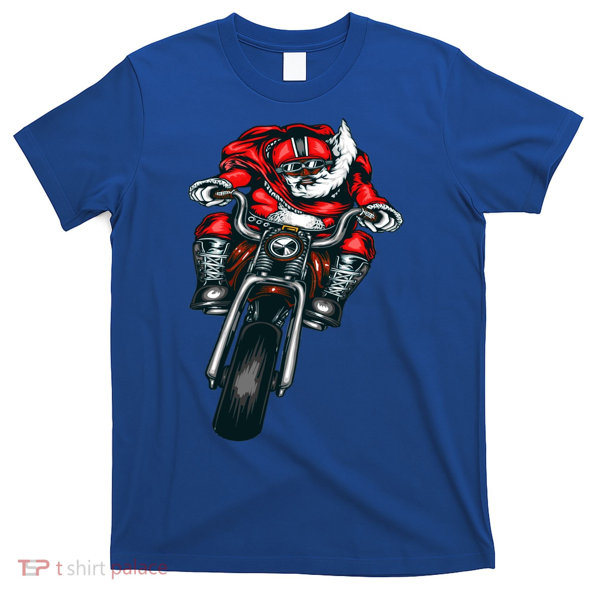 African American Black Biker Santa Claus Christmas Gift T-Shirt