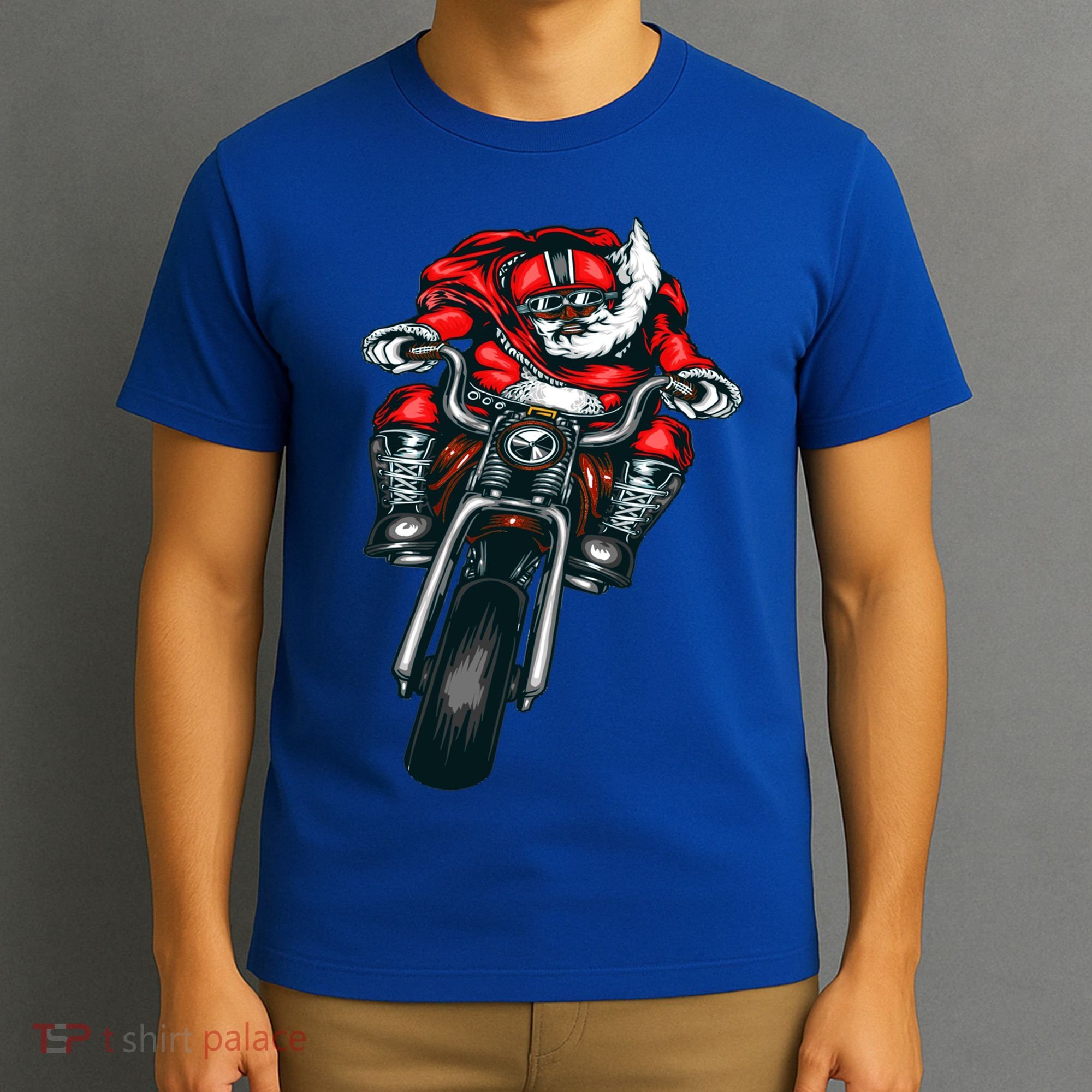 African American Black Biker Santa Claus Christmas Gift T-Shirt
