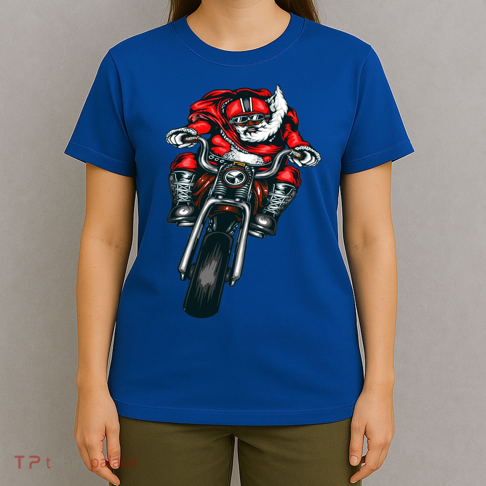 African American Black Biker Santa Claus Christmas Gift T-Shirt