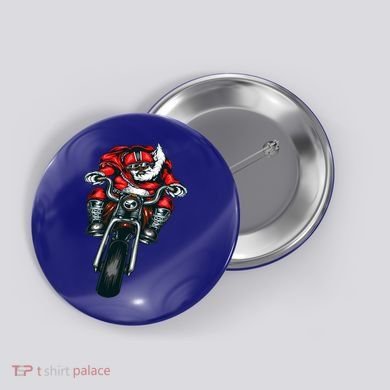 African American Black Biker Santa Claus Christmas Gift Button