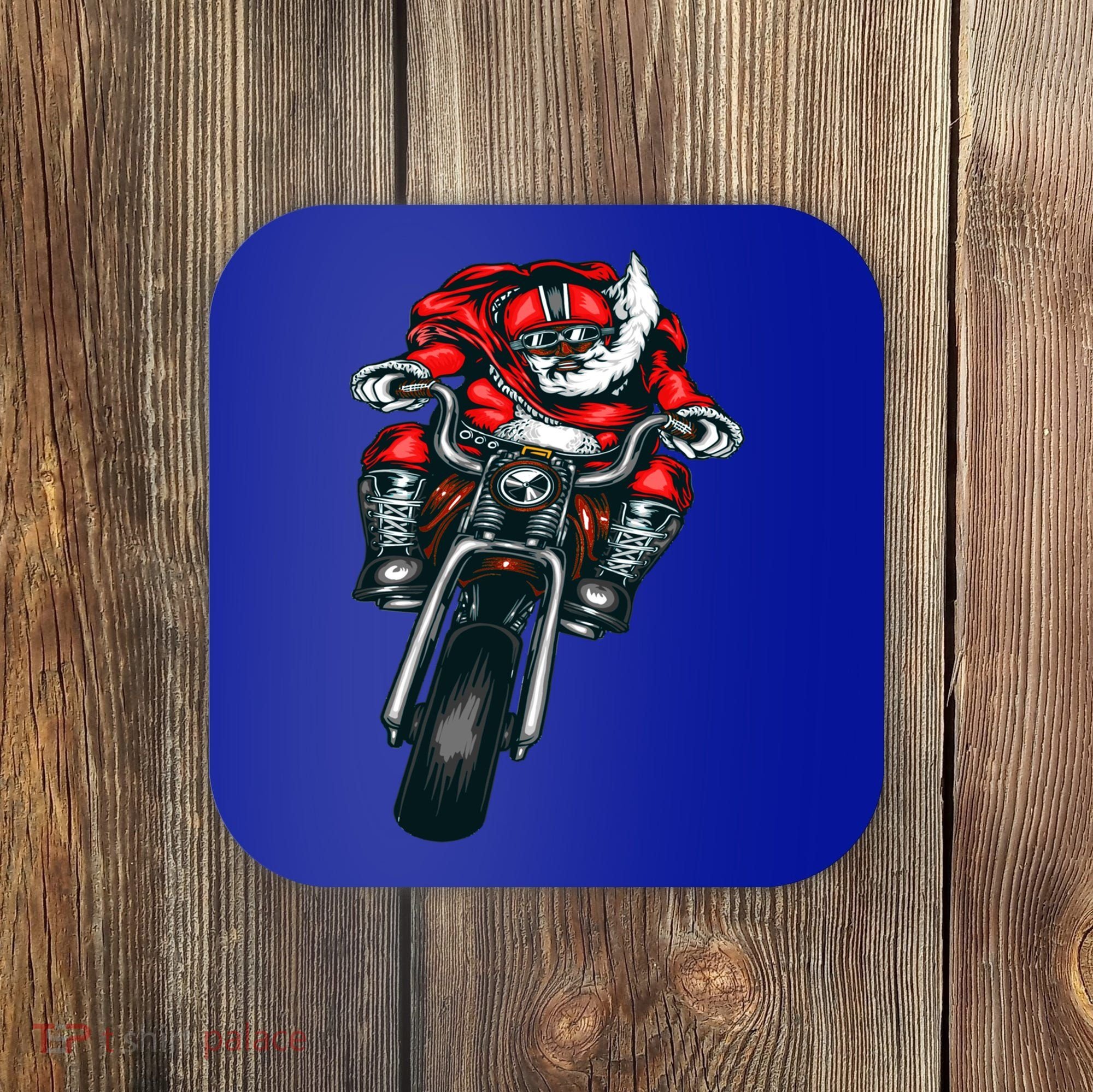 African American Black Biker Santa Claus Christmas Gift Coaster