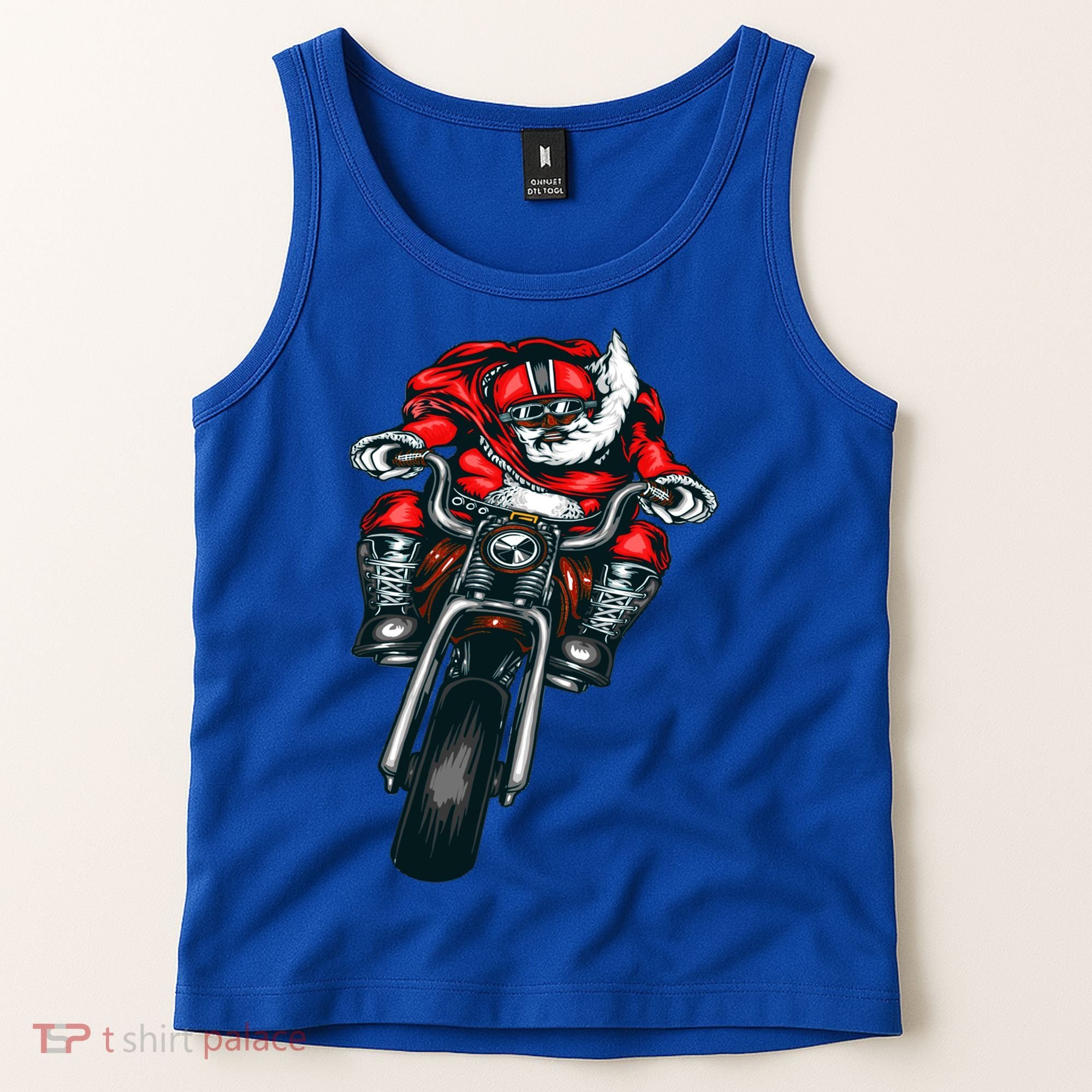 African American Black Biker Santa Claus Christmas Gift Tank Top