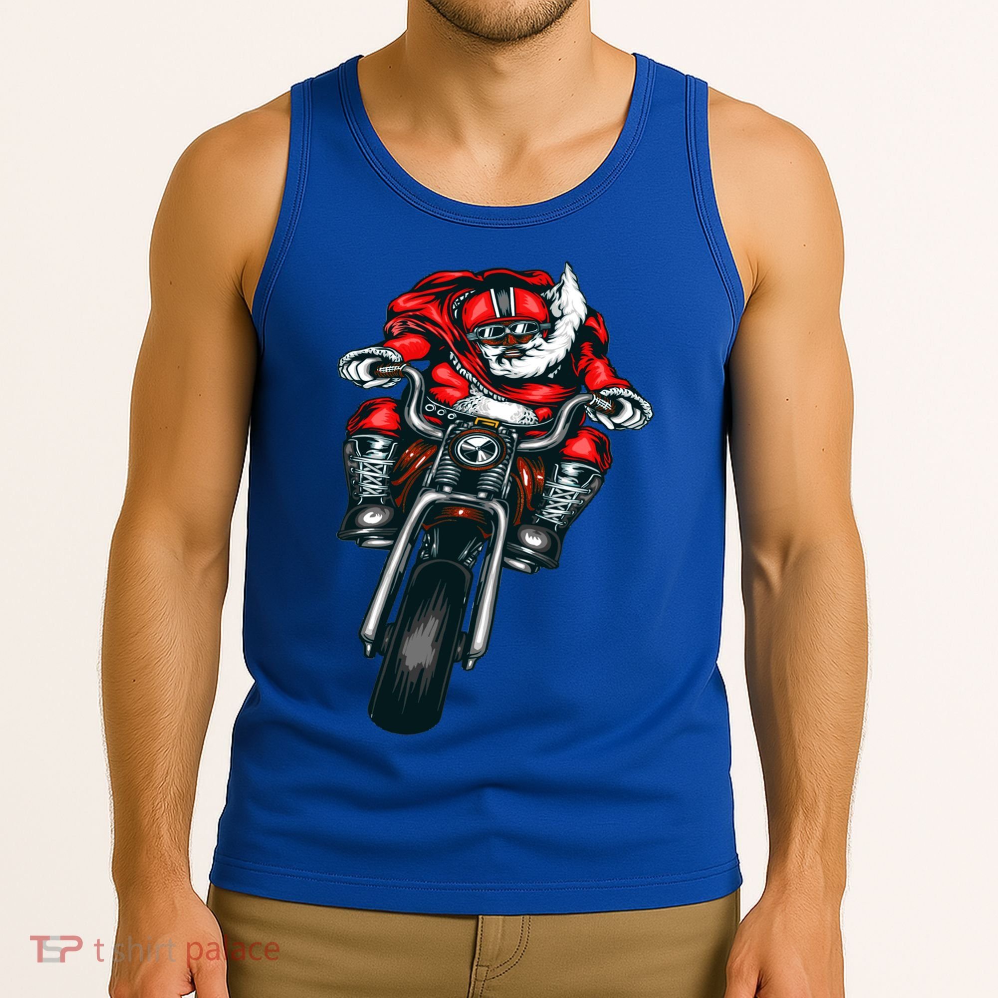 African American Black Biker Santa Claus Christmas Gift Tank Top