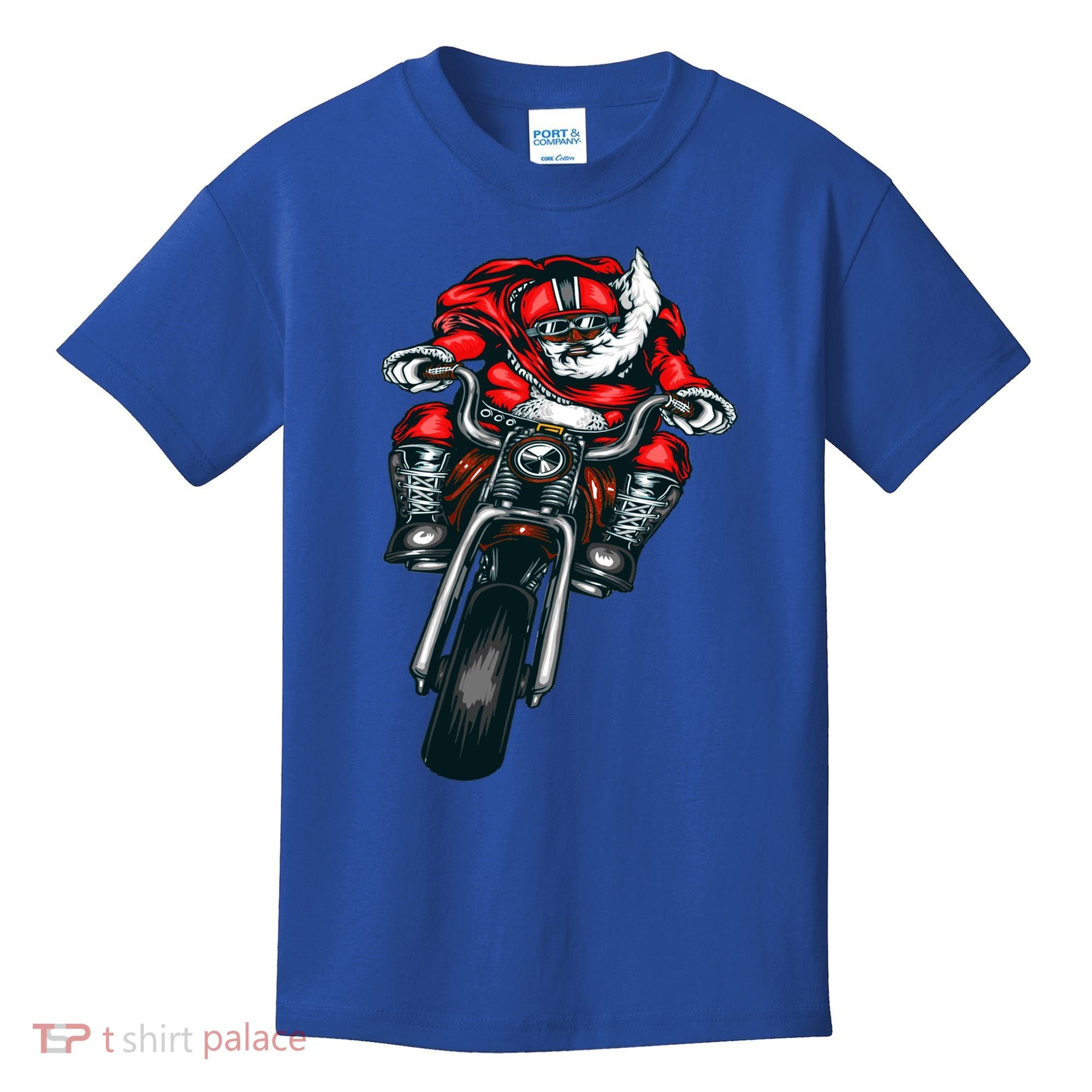 African American Black Biker Santa Claus Christmas Gift Kids T-Shirt