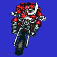 African American Black Biker Santa Claus Christmas Gift Kids T-Shirt thumb 4
