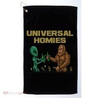 Aliens and bigfoot are homies Golf Towel thumb 0