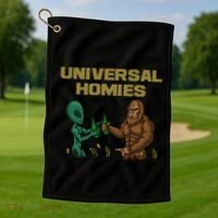 Aliens and bigfoot are homies Golf Towel thumb 1