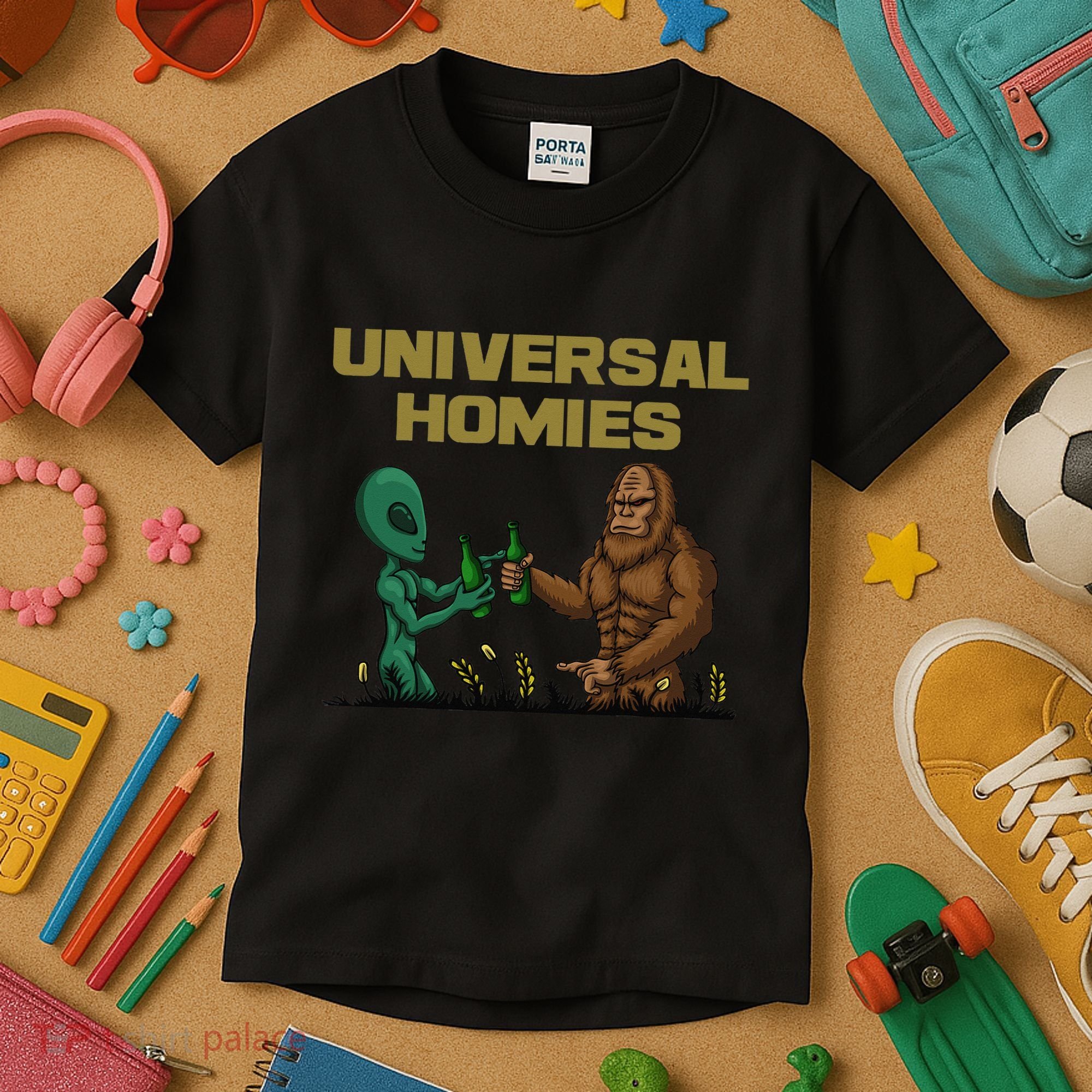 Aliens and bigfoot are homies Kids T-Shirt