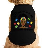 Autism Awareness Black Afro Mom Life Autistic Mother Gift Doggie Tank thumb 0