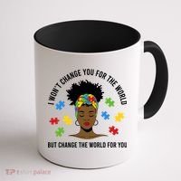 Autism Awareness Black Afro Mom Life Autistic Mother Gift Coffee Mug thumb 1