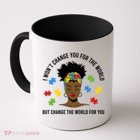 Autism Awareness Black Afro Mom Life Autistic Mother Gift Coffee Mug thumb 0
