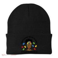 Autism Awareness Black Afro Mom Life Autistic Mother Gift Beanie thumb 0