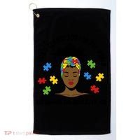 Autism Awareness Black Afro Mom Life Autistic Mother Gift Golf Towel thumb 0
