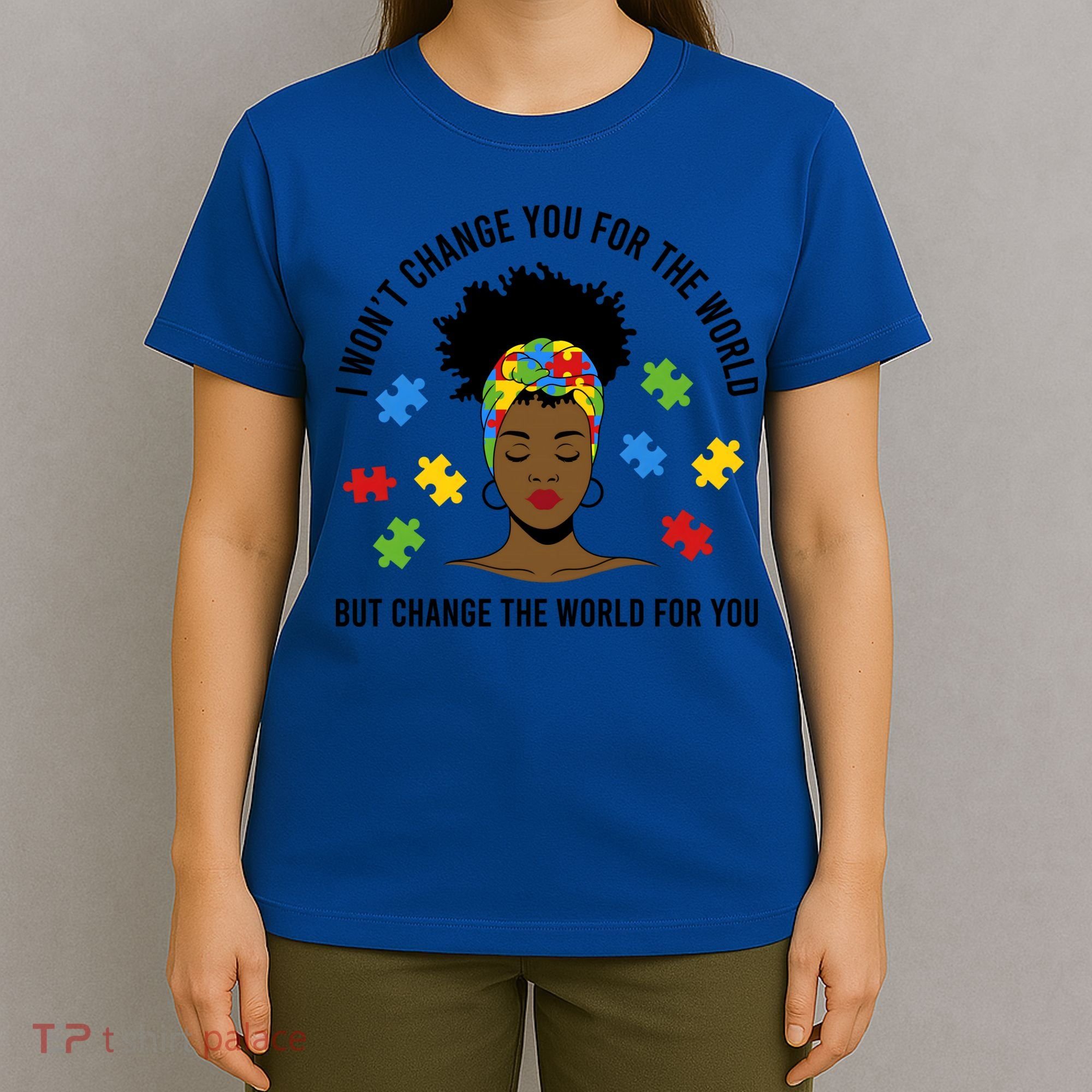 Autism Awareness Black Afro Mom Life Autistic Mother Gift T-Shirt