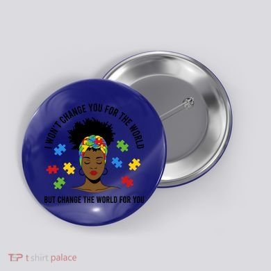 Autism Awareness Black Afro Mom Life Autistic Mother Gift Button