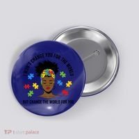 Autism Awareness Black Afro Mom Life Autistic Mother Gift Button thumb 0