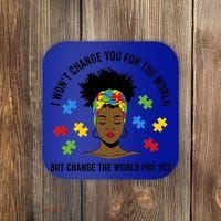 Autism Awareness Black Afro Mom Life Autistic Mother Gift Coaster thumb 0