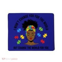 Autism Awareness Black Afro Mom Life Autistic Mother Gift Mousepad thumb 0