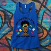 Autism Awareness Black Afro Mom Life Autistic Mother Gift Women's Tank Top thumb 3