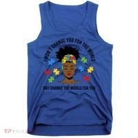 Autism Awareness Black Afro Mom Life Autistic Mother Gift Tank Top thumb 0