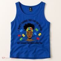 Autism Awareness Black Afro Mom Life Autistic Mother Gift Tank Top thumb 2