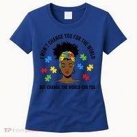 Autism Awareness Black Afro Mom Life Autistic Mother Gift Women's T-Shirt thumb 0