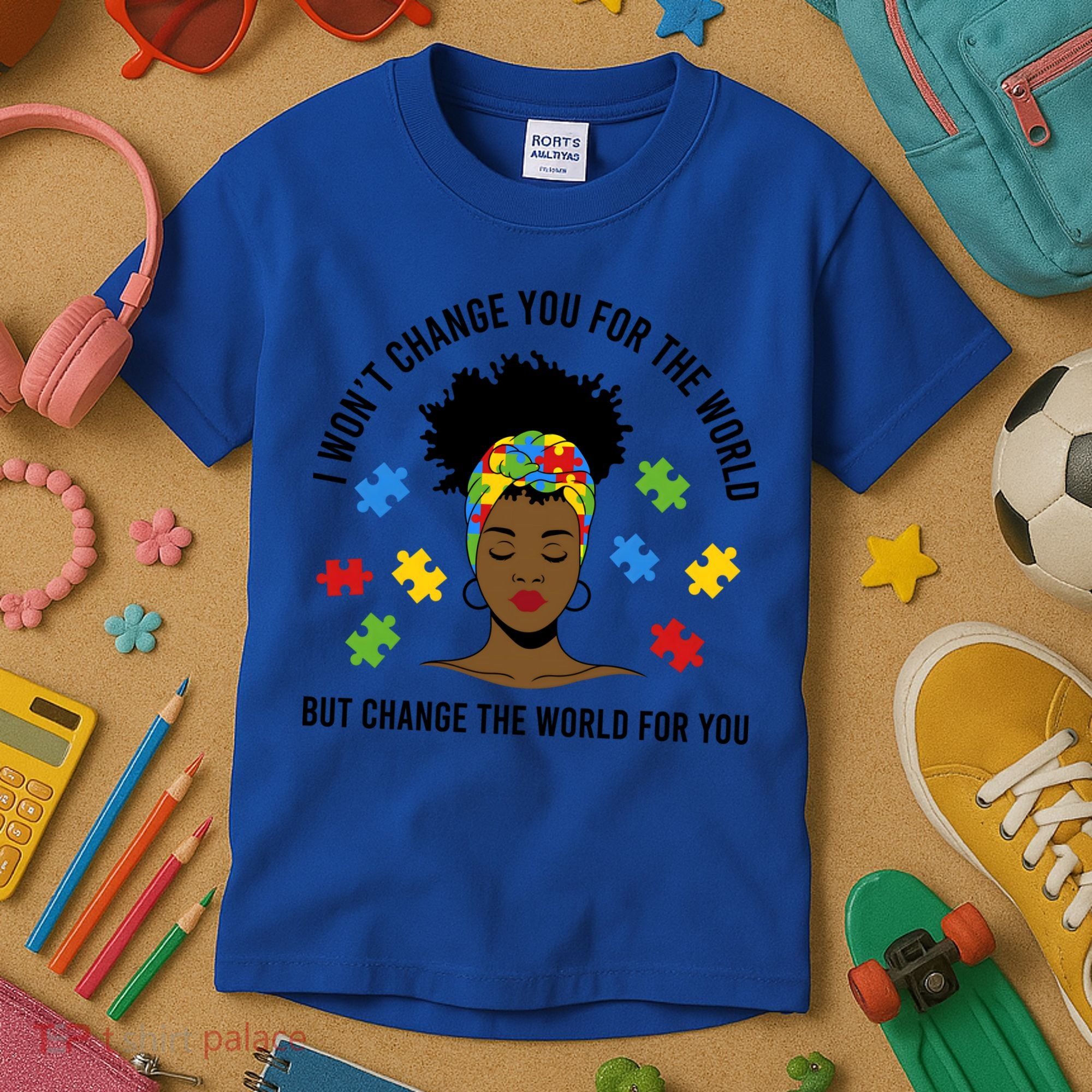 Autism Awareness Black Afro Mom Life Autistic Mother Gift Kids T-Shirt