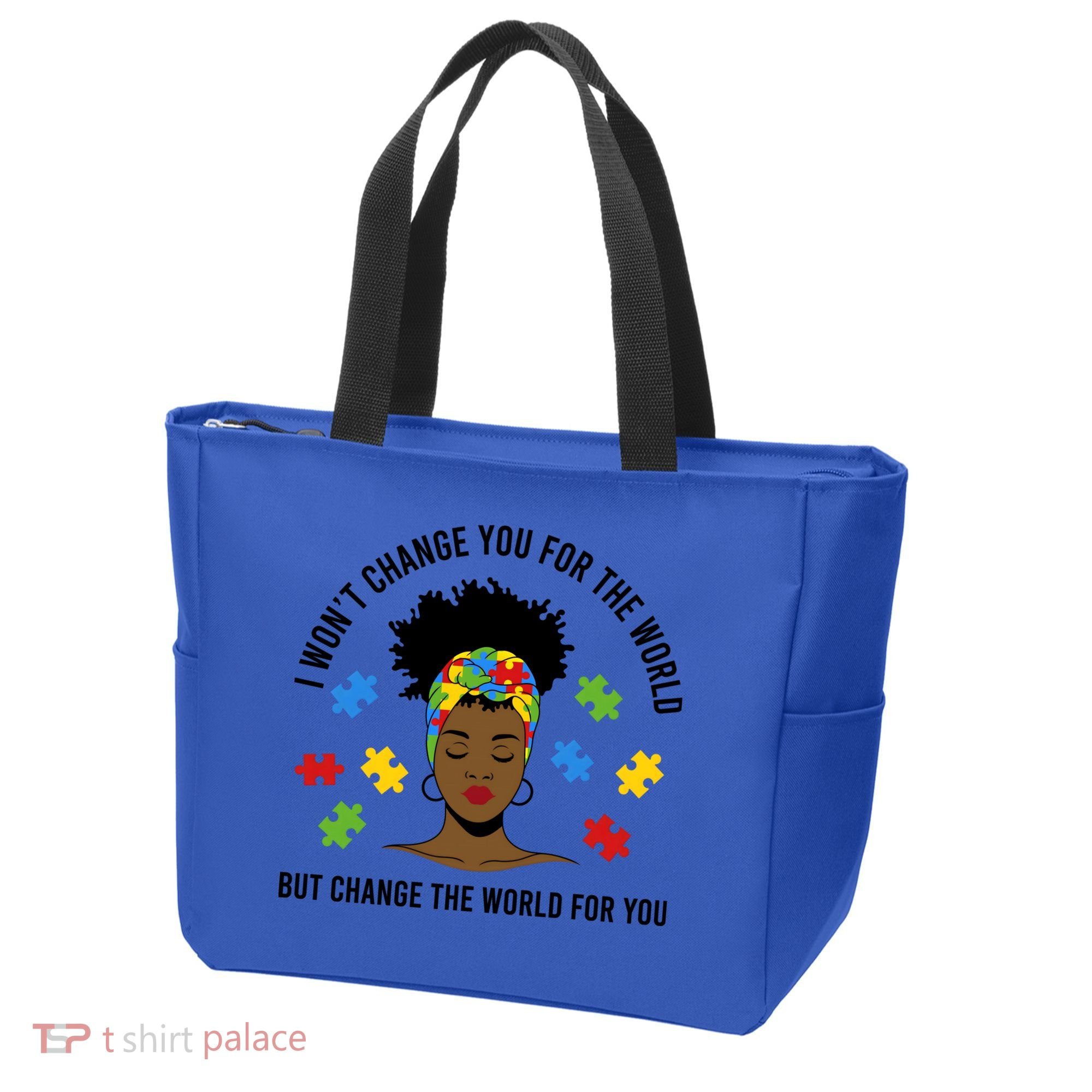 Autism Awareness Black Afro Mom Life Autistic Mother Gift Tote Bag